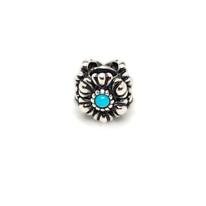 Pandora Sterling Silver Turquoise Retired Birthday Bloom bead